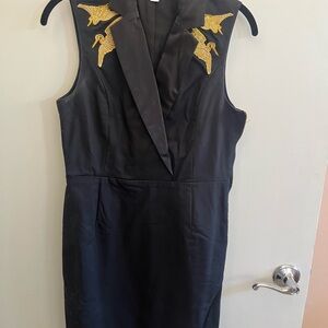 Altuzarra Black Dress with Gold Bird Accents